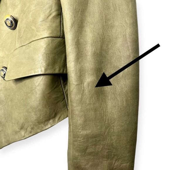 Sz 2 Veronica Beard Cooke Leather Dickey Jacket Blazer Olive Green - Picture 9 of 14